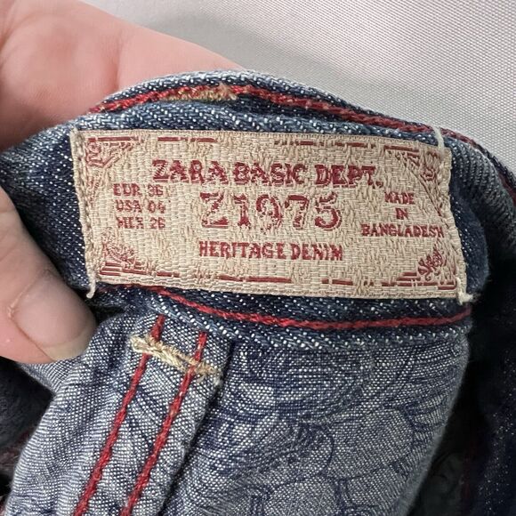 Zara D1975 Straight Leg Jeans Women's  Distressed Ankle Length Size 4 Relaxed - Picture 7 of 9